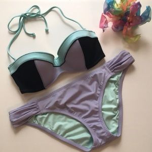 Victoria’s Secret Bikini Purple, Aqua and Black.